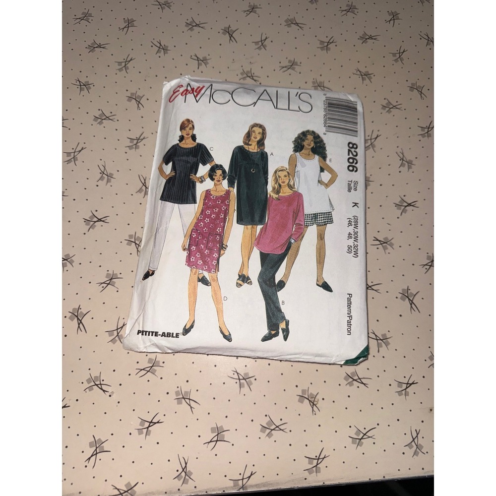 Vintage‎ 1996 McCalls 8266 Sewing Pattern Dress Tunic Pants Shorts Plus 26W-32W